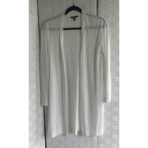 Eileen Fisher Long Tunic Cardigan Sweater Women's XXS White Organic Knit
